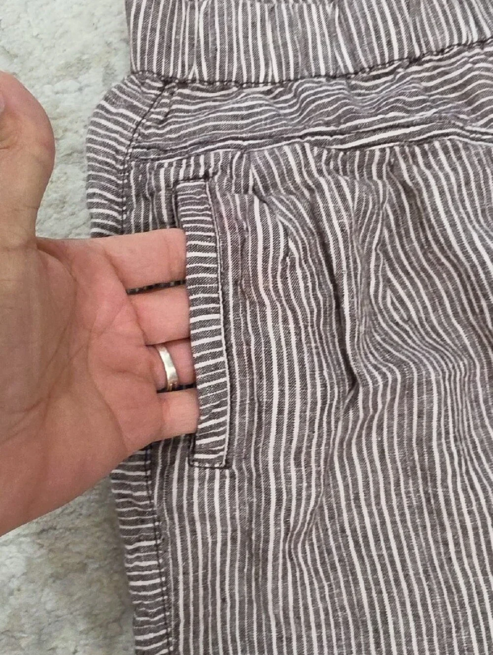 Womens Striped Casual Lounge Pants - Brown/White